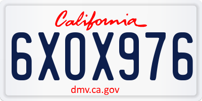 CA license plate 6XOX976