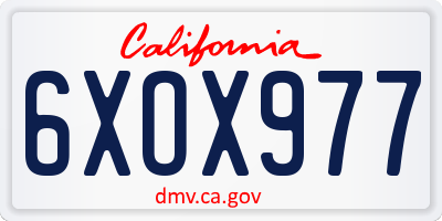 CA license plate 6XOX977