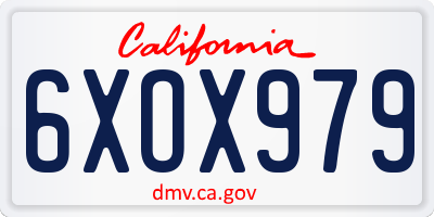 CA license plate 6XOX979