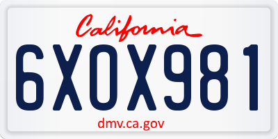 CA license plate 6XOX981