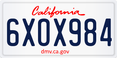 CA license plate 6XOX984