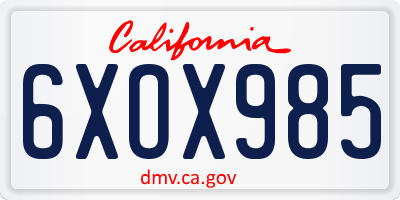 CA license plate 6XOX985