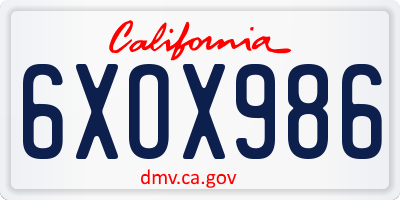 CA license plate 6XOX986
