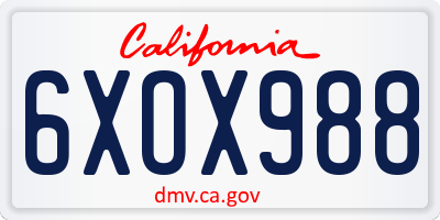 CA license plate 6XOX988