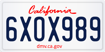 CA license plate 6XOX989