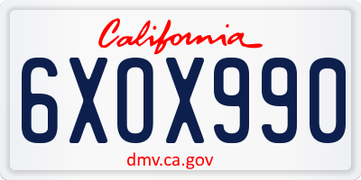 CA license plate 6XOX990