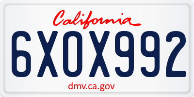 CA license plate 6XOX992
