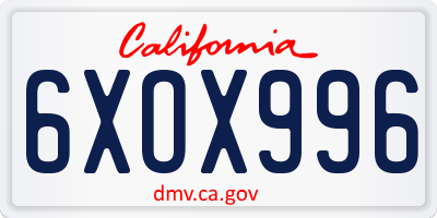 CA license plate 6XOX996