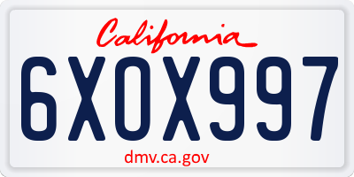 CA license plate 6XOX997