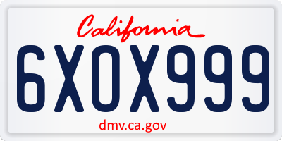 CA license plate 6XOX999