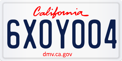 CA license plate 6XOY004