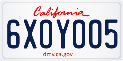 CA license plate 6XOY005