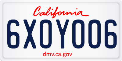 CA license plate 6XOY006