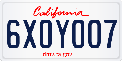 CA license plate 6XOY007