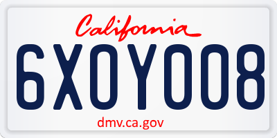 CA license plate 6XOY008
