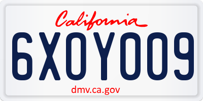 CA license plate 6XOY009