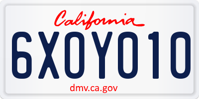CA license plate 6XOY010