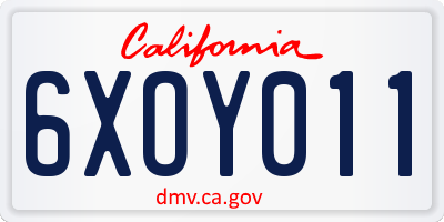 CA license plate 6XOY011