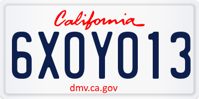 CA license plate 6XOY013