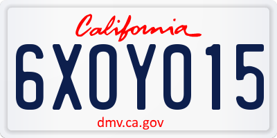 CA license plate 6XOY015
