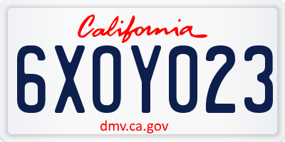CA license plate 6XOY023