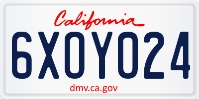 CA license plate 6XOY024