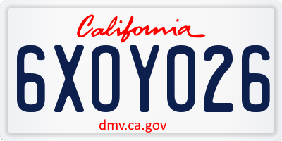 CA license plate 6XOY026