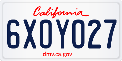 CA license plate 6XOY027