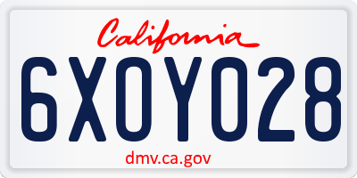 CA license plate 6XOY028