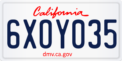 CA license plate 6XOY035