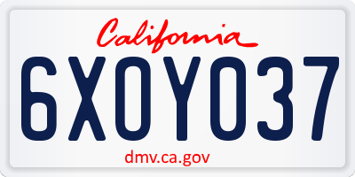 CA license plate 6XOY037
