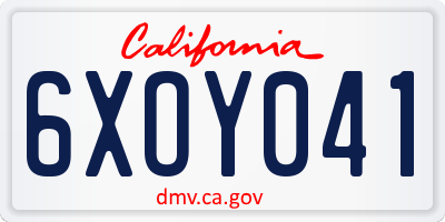 CA license plate 6XOY041