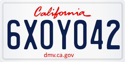 CA license plate 6XOY042