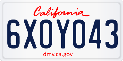 CA license plate 6XOY043