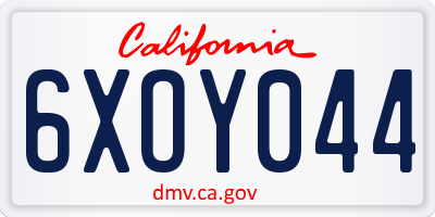 CA license plate 6XOY044