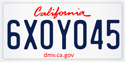 CA license plate 6XOY045