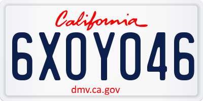 CA license plate 6XOY046