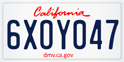 CA license plate 6XOY047
