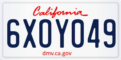 CA license plate 6XOY049