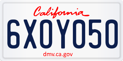 CA license plate 6XOY050