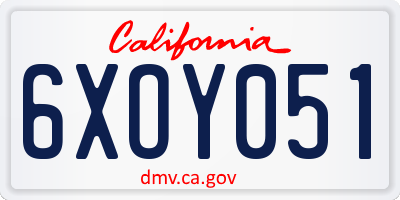CA license plate 6XOY051