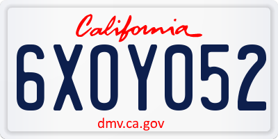 CA license plate 6XOY052
