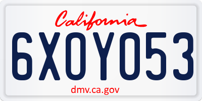 CA license plate 6XOY053