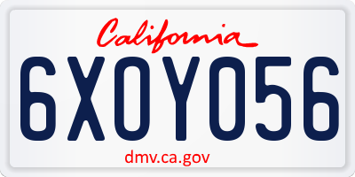 CA license plate 6XOY056