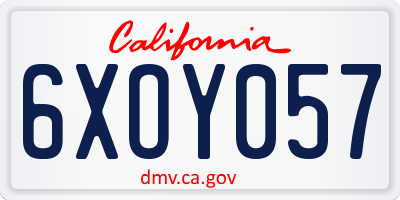 CA license plate 6XOY057