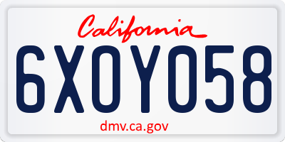 CA license plate 6XOY058