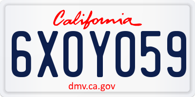 CA license plate 6XOY059
