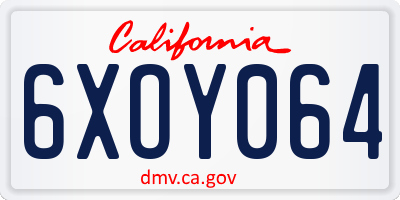 CA license plate 6XOY064