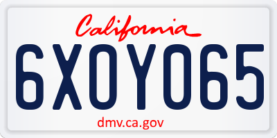 CA license plate 6XOY065