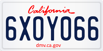 CA license plate 6XOY066
